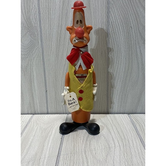 Vintage SNP Clown Bowling Pin Shaped Plastic 12" Bank Hong Kong - Picture 1 of 9